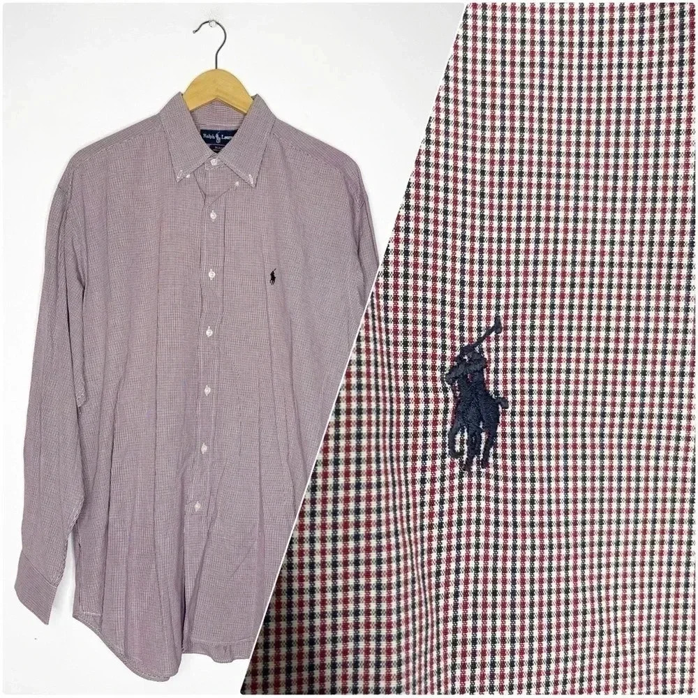 Ralph Lauren Blake Long Sleeve Mens Button Front Shirt Size Large
